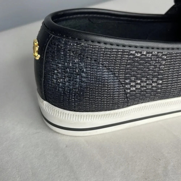 LAUREN RALPH LAUREN Jinny Slip On Sneaker Black White Weave Logo Low Top 5.5 - Picture 11 of 12